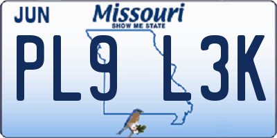 MO license plate PL9L3K