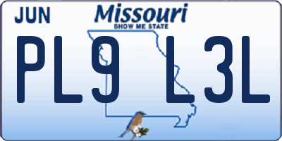 MO license plate PL9L3L
