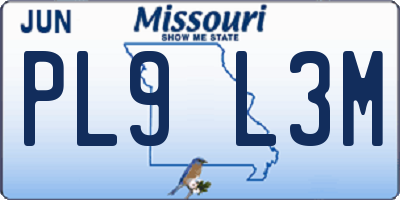 MO license plate PL9L3M