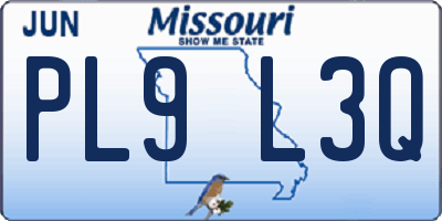MO license plate PL9L3Q