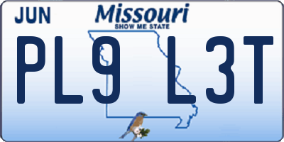 MO license plate PL9L3T