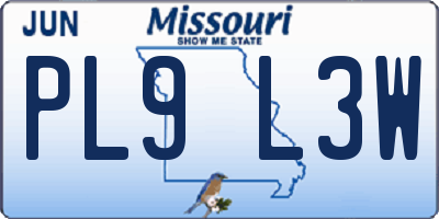MO license plate PL9L3W