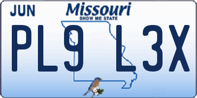 MO license plate PL9L3X