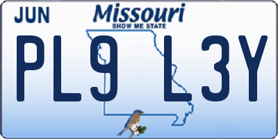 MO license plate PL9L3Y