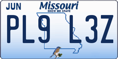 MO license plate PL9L3Z