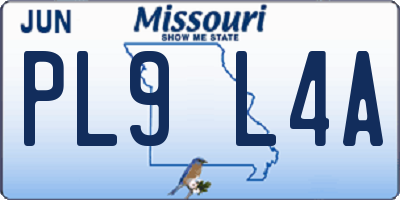 MO license plate PL9L4A