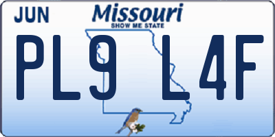 MO license plate PL9L4F