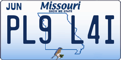 MO license plate PL9L4I