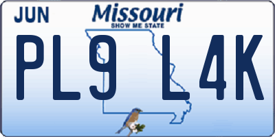 MO license plate PL9L4K