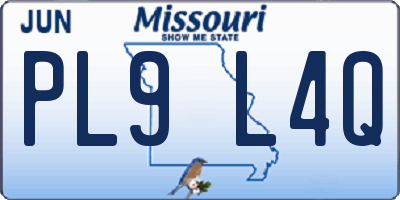 MO license plate PL9L4Q
