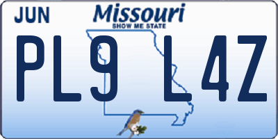 MO license plate PL9L4Z