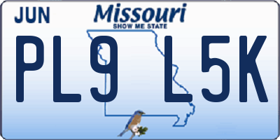 MO license plate PL9L5K