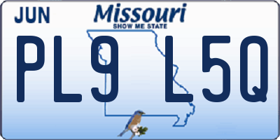 MO license plate PL9L5Q