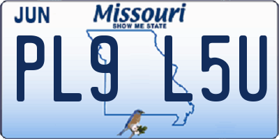 MO license plate PL9L5U