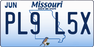 MO license plate PL9L5X