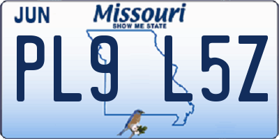 MO license plate PL9L5Z