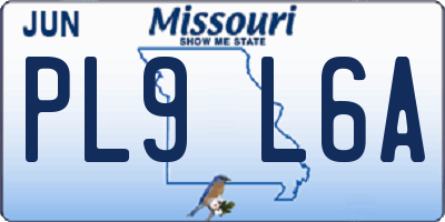MO license plate PL9L6A