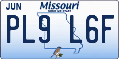 MO license plate PL9L6F