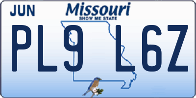 MO license plate PL9L6Z