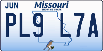 MO license plate PL9L7A