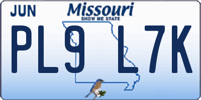 MO license plate PL9L7K