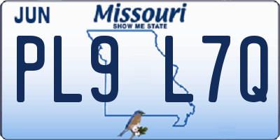 MO license plate PL9L7Q