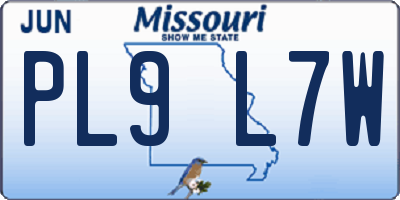 MO license plate PL9L7W