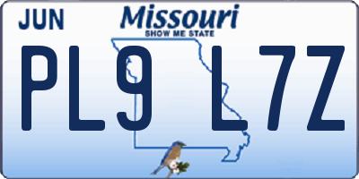 MO license plate PL9L7Z