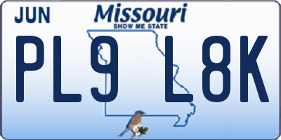 MO license plate PL9L8K