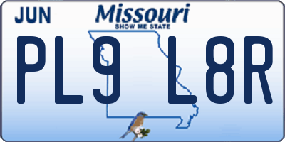 MO license plate PL9L8R