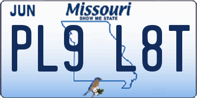 MO license plate PL9L8T