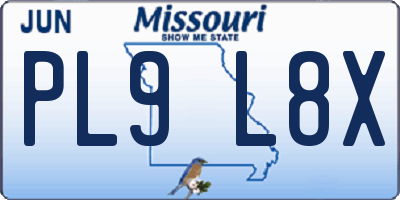 MO license plate PL9L8X