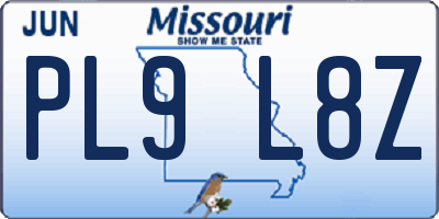 MO license plate PL9L8Z