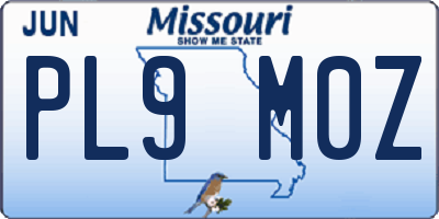 MO license plate PL9M0Z