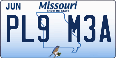 MO license plate PL9M3A
