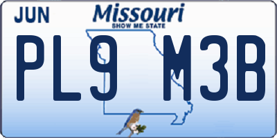 MO license plate PL9M3B