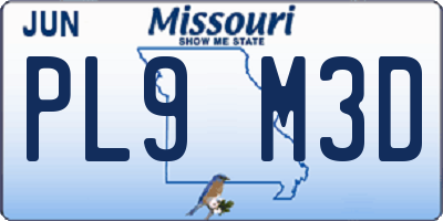MO license plate PL9M3D