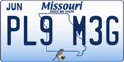 MO license plate PL9M3G