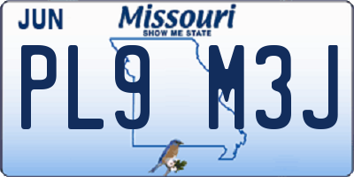 MO license plate PL9M3J