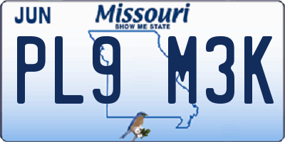 MO license plate PL9M3K