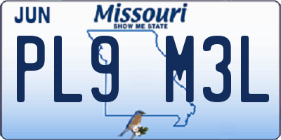 MO license plate PL9M3L