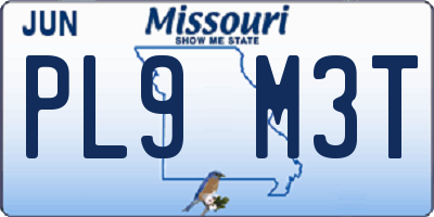 MO license plate PL9M3T
