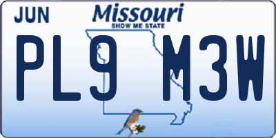 MO license plate PL9M3W