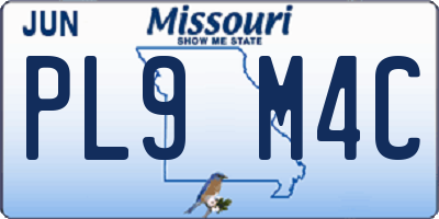 MO license plate PL9M4C