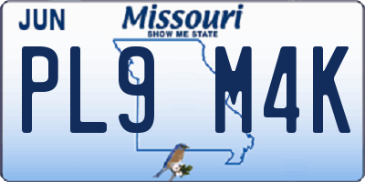 MO license plate PL9M4K