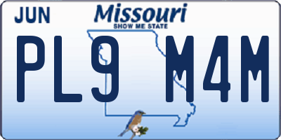 MO license plate PL9M4M