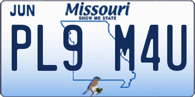 MO license plate PL9M4U