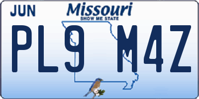 MO license plate PL9M4Z