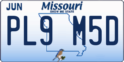 MO license plate PL9M5D