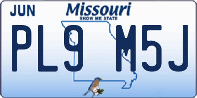 MO license plate PL9M5J